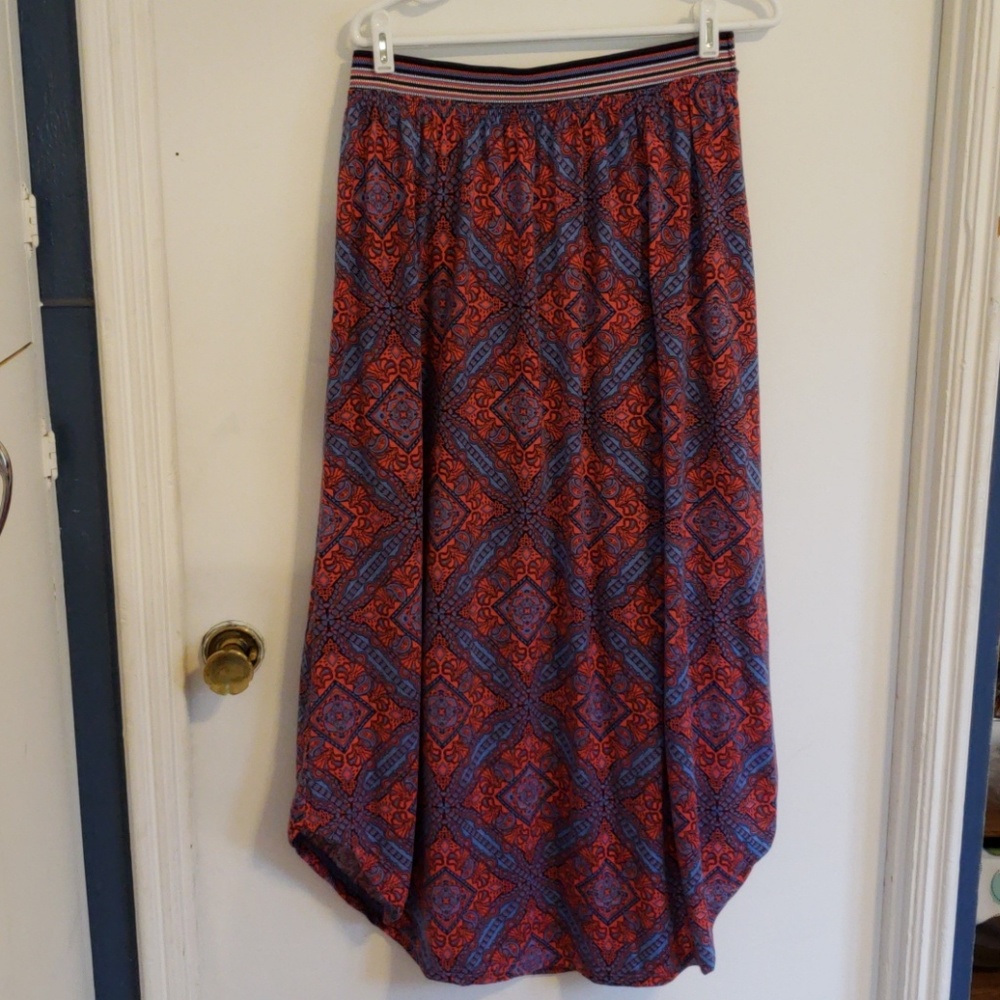 Red & blue maxi skirt